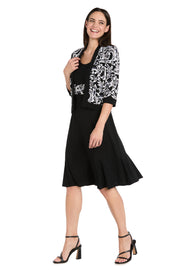 Printed Cropped Jacket & Solid ITY Swing Dress - Petite