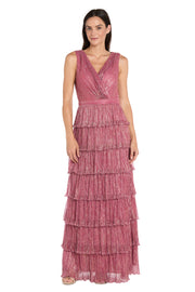 Tiered Maxi Dress in Berry Metallic