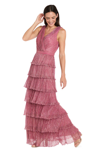 Tiered Maxi Dress in Berry Metallic