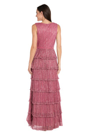 Tiered Maxi Dress in Berry Metallic