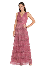Tiered Maxi Dress in Berry Metallic