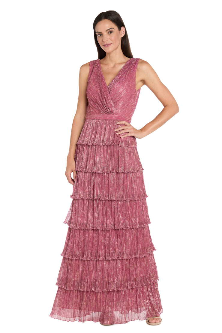 Tiered Maxi Dress in Berry Metallic