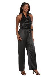 Cowl Neck Halter Matte Satin Jumpsuit