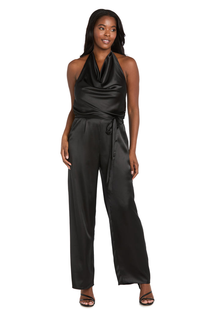 Cowl Neck Halter Matte Satin Jumpsuit – R&M Richards