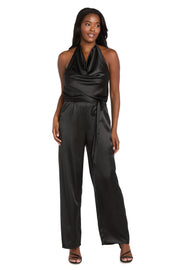 Cowl Neck Halter Matte Satin Jumpsuit