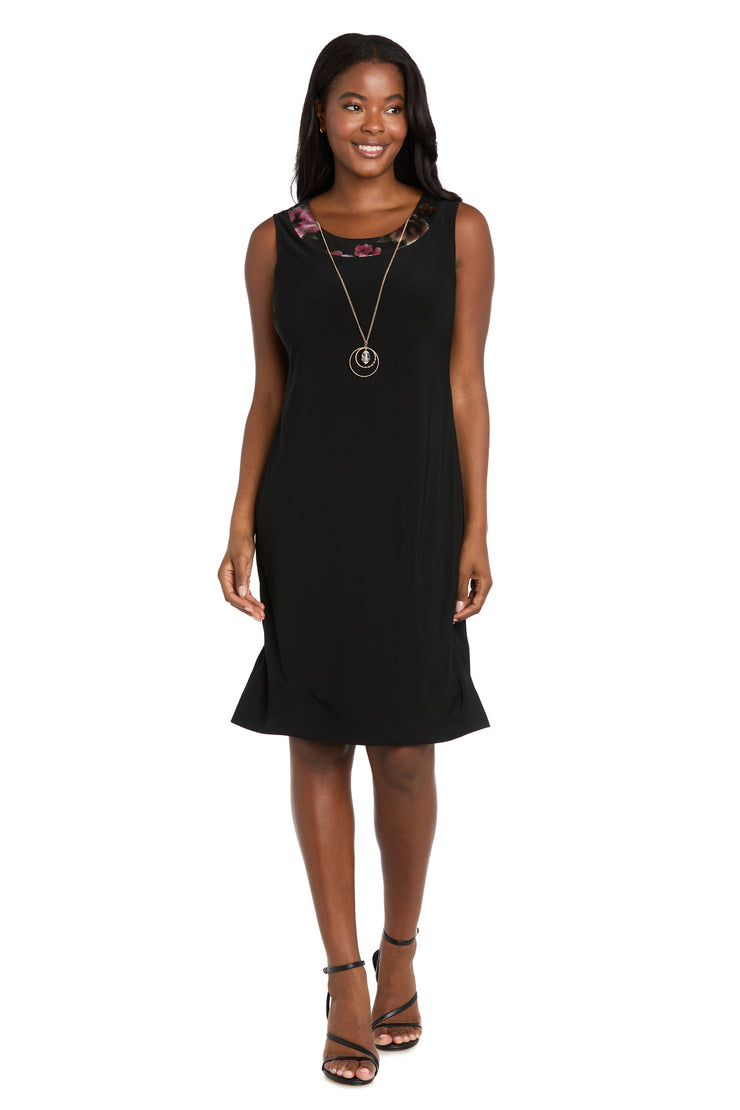 Two-Piece Black Dress & Floral Jacket Set