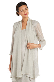 Metallic Sleeveless Dress with Matching Draped Cardigan