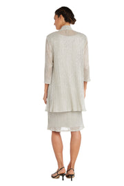 Metallic Sleeveless Dress with Matching Draped Cardigan