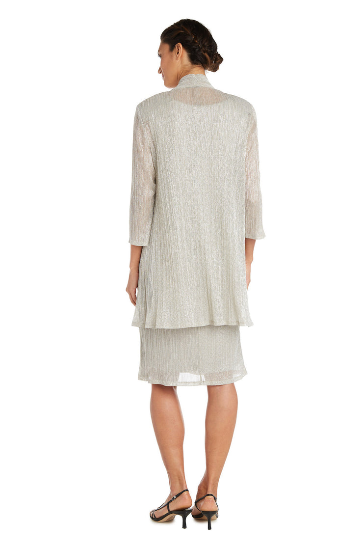Metallic Sleeveless Dress with Matching Draped Cardigan