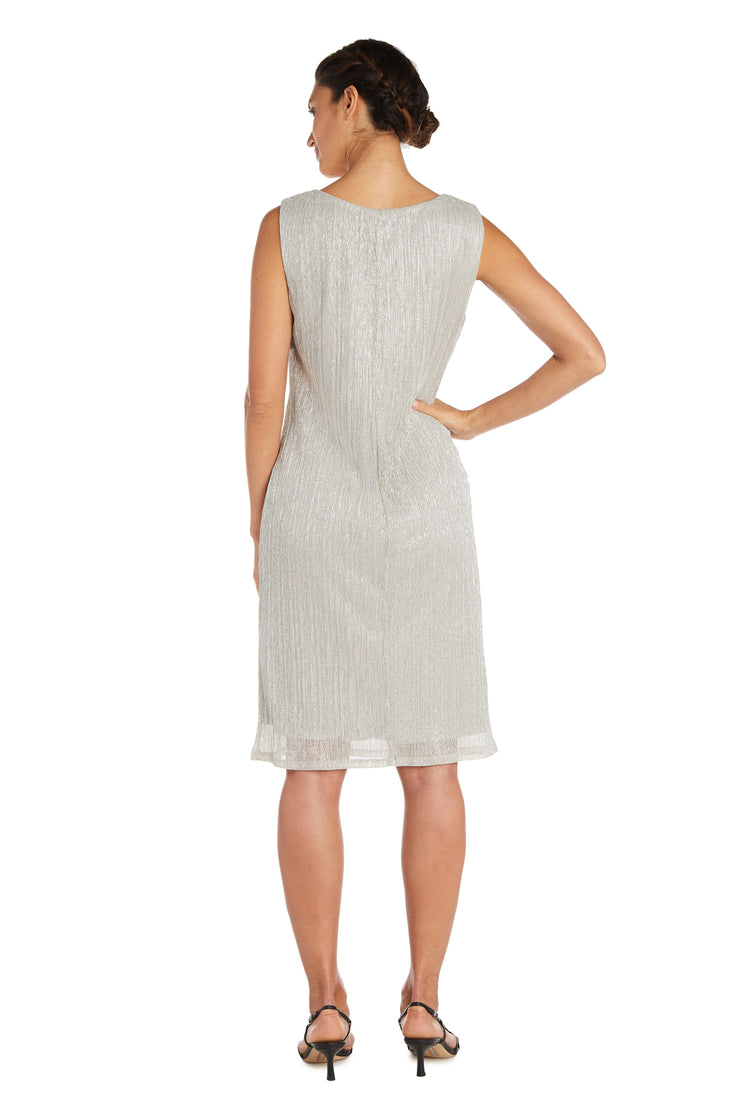 Metallic Sleeveless Dress with Matching Draped Cardigan