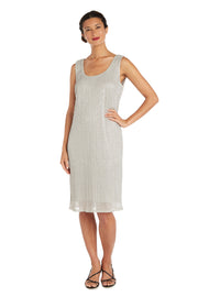 Metallic Sleeveless Dress with Matching Draped Cardigan