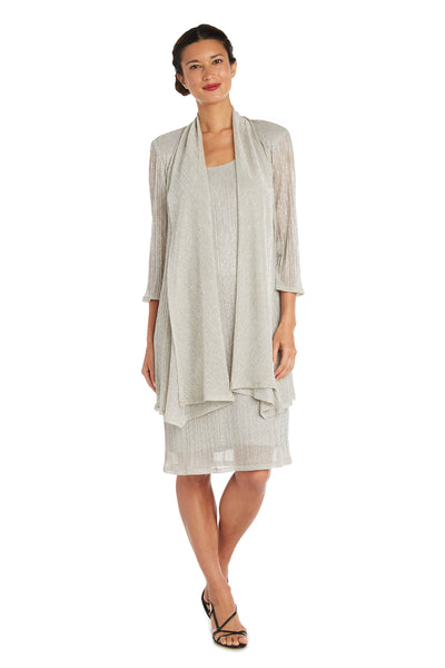 Metallic Sleeveless Dress with Matching Draped Cardigan