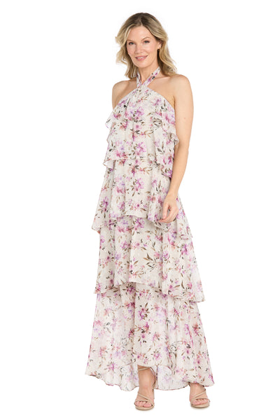 off white floral tiered halter maxi dress Yours Curve Natural London Tiered Maxi Dress FR 54 (EU 52) Womens
