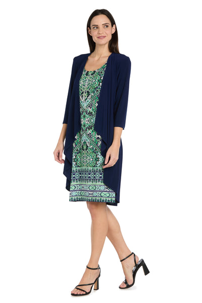Navy and Green Printed Jacket Dress – R&M Richards