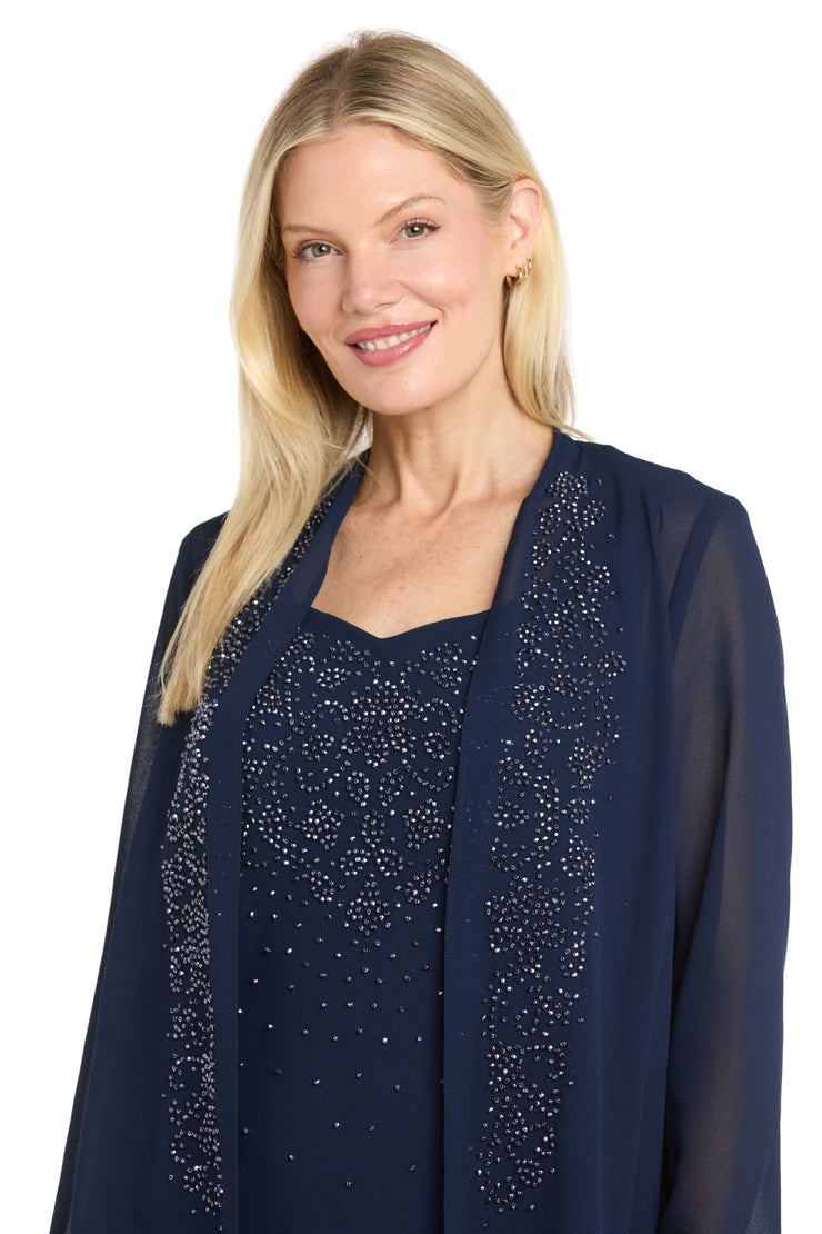 r&m richards women's beaded chiffon jacket dress – summer-shoes 3/4 Sleeve Occasion Top Trends in Floral Evening dress Atria Signature Colors:Cobalt Blue