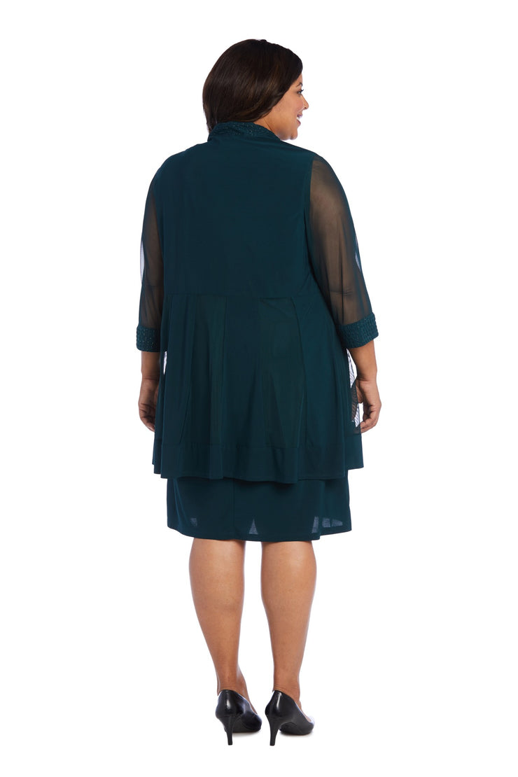 Jacket Dress with Textured Detail and Sheer Inserts - Plus