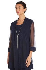 Jacket Dress with Textured Detail and Sheer Inserts