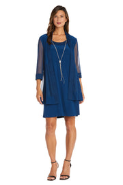 Jacket Dress with Textured Detail and Sheer Inserts