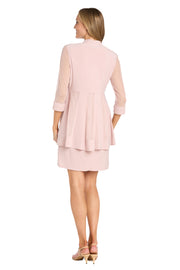 Jacket Dress with Textured Detail and Sheer Inserts