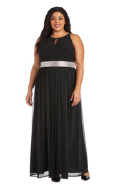 Maxi Dress with Keyhole Cutout, Halterneck and Flowing Skirt - Plus