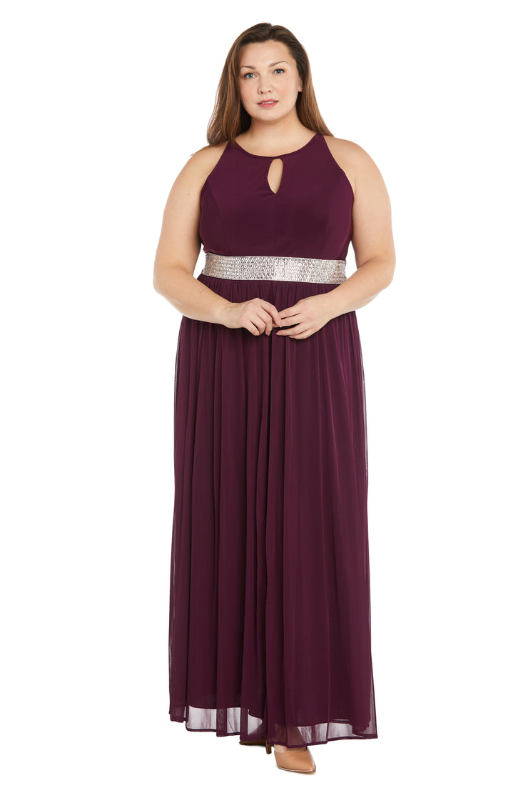 Maxi Dress with Keyhole Cutout, Halterneck and Flowing Skirt - Plus