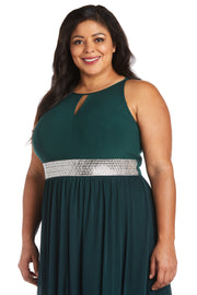 Maxi Dress with Keyhole Cutout, Halterneck and Flowing Skirt - Plus