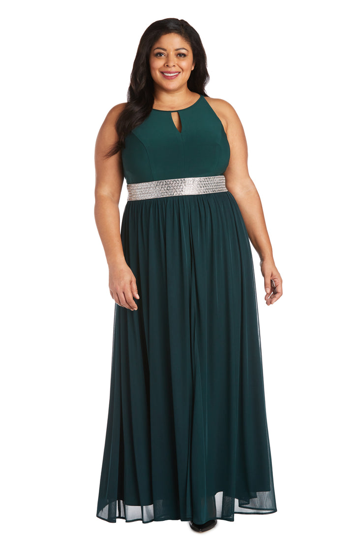 Maxi Dress with Keyhole Cutout, Halterneck and Flowing Skirt - Plus