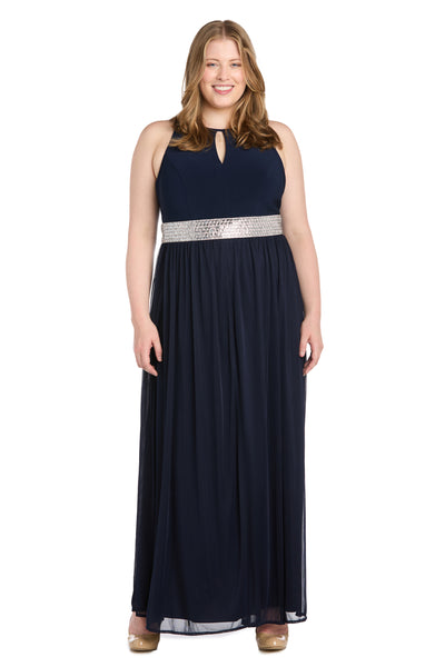 Maxi Dress with Keyhole Cutout, Halterneck and Flowing Skirt - Plus