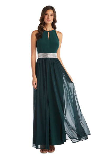 Maxi Dress with Keyhole Cutout, Halterneck and Flowing Skirt