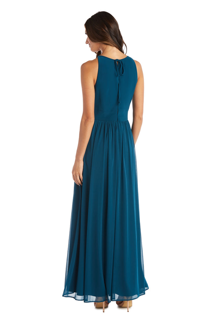 Maxi Dress with Keyhole Cutout, Halterneck and Flowing Skirt