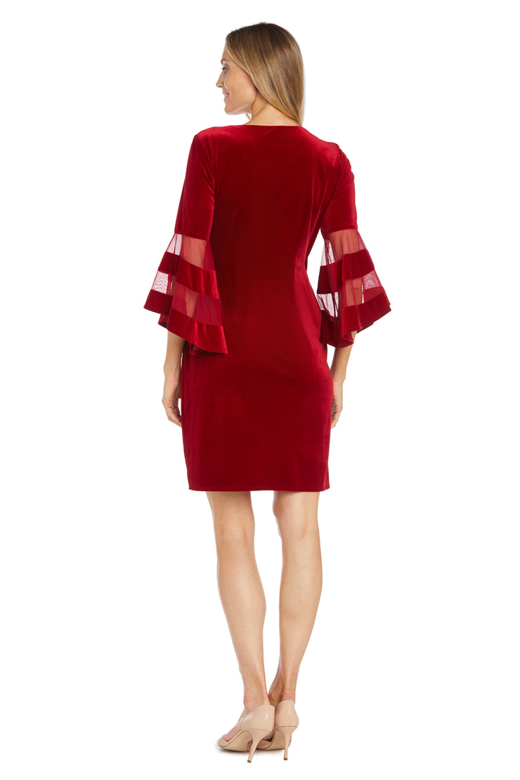 Stretch Velvet Bell Sleeved Cocktail Dress