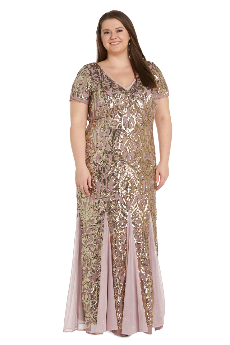 Long Beaded Evening Gown with Sequin Detail - – R&M Richards