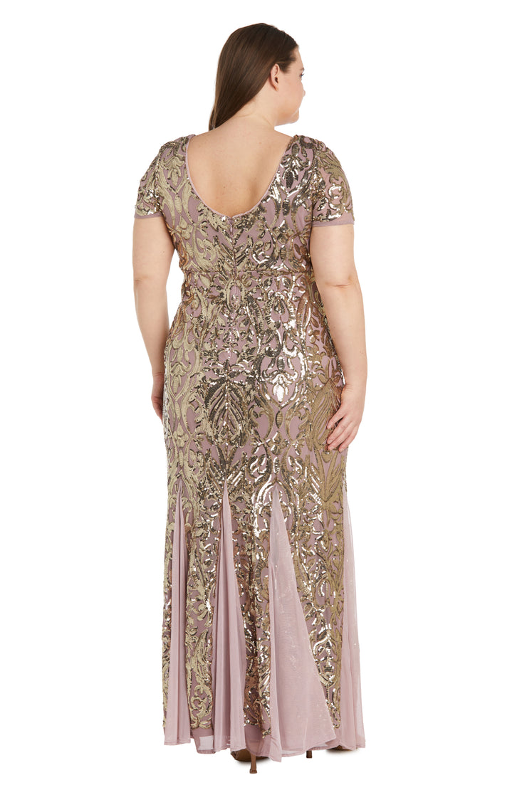 Long Beaded Evening Gown with Sequin Detail - Plus