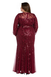 Delicately Embellished Sequined Gown - Plus
