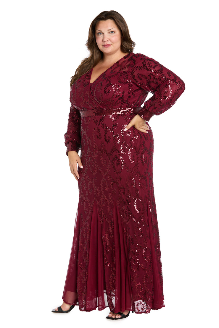 Delicately Embellished Sequined Gown - Plus