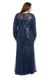 Delicately Embellished Sequined Gown - Plus