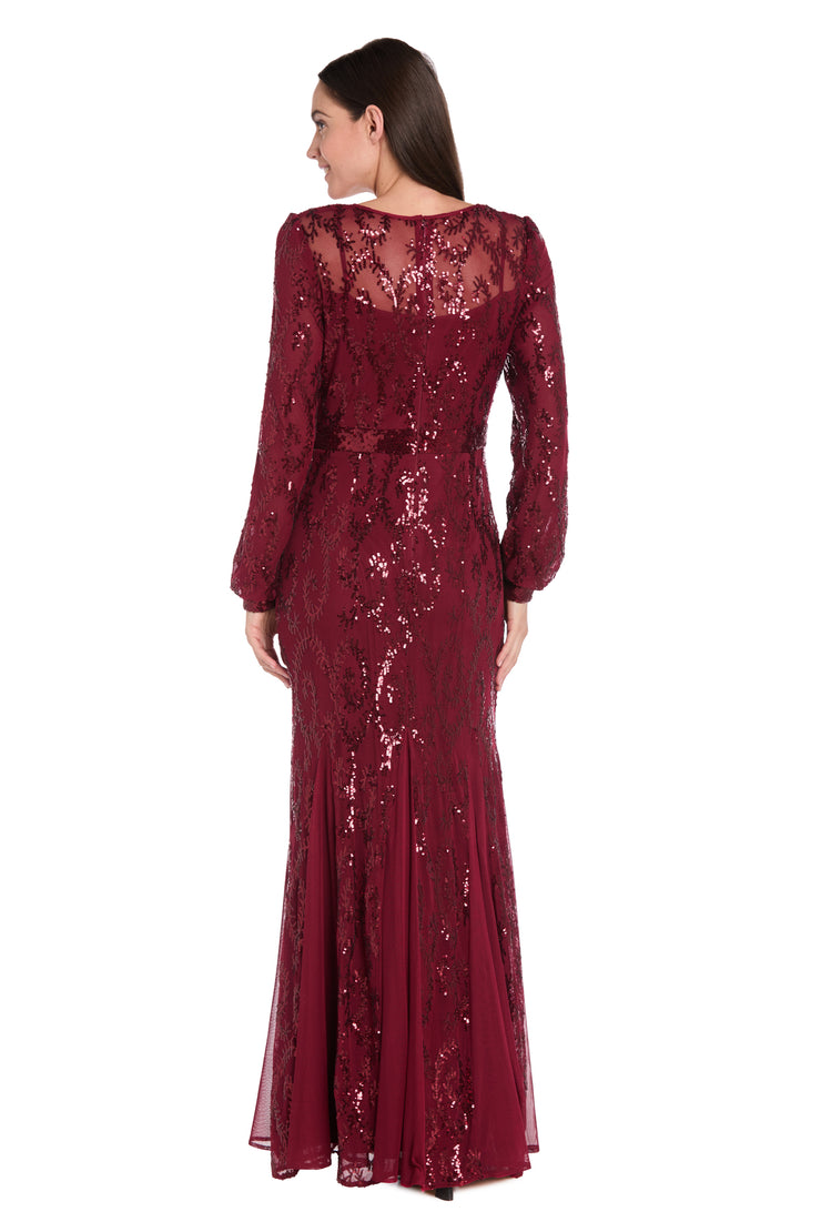 Delicately Embellished Long Sleeved Sequined Gown