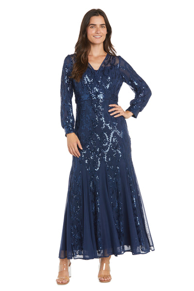 Delicately Embellished Long Sleeved Sequined Gown