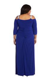 Cold Shoulder Gown with Rhinestone Detail Straps - Plus