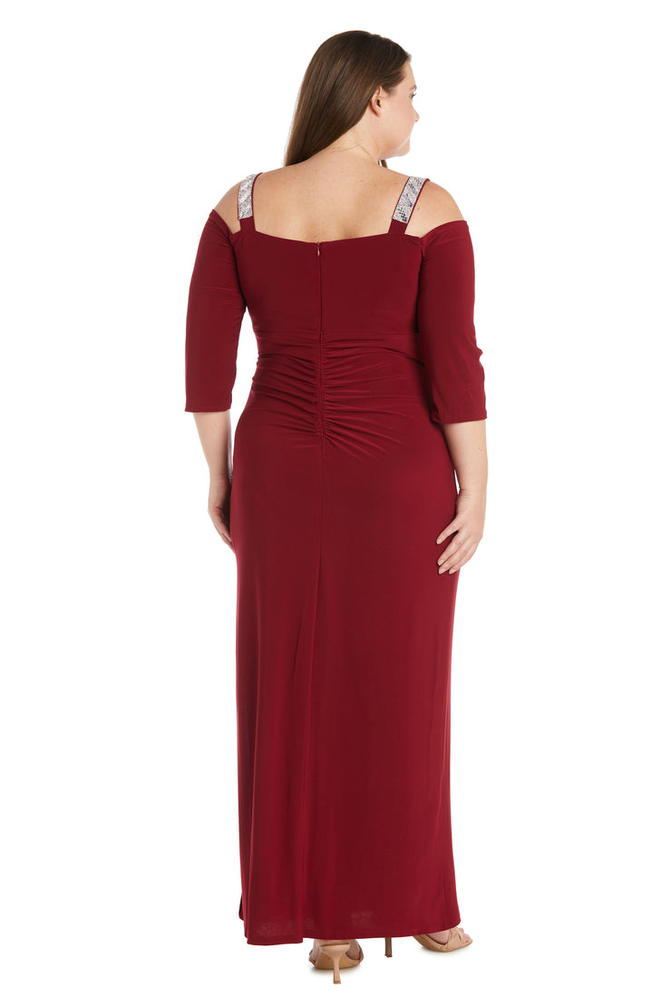 Cold Shoulder Gown with Rhinestone Detail Straps - Plus