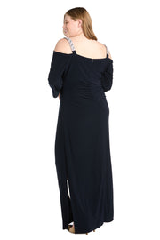 Cold Shoulder Gown with Rhinestone Detail Straps - Plus