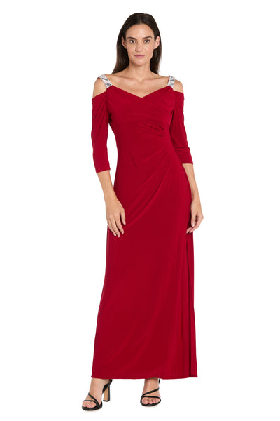Cold Shoulder Gown with Rhinestone Detail Straps