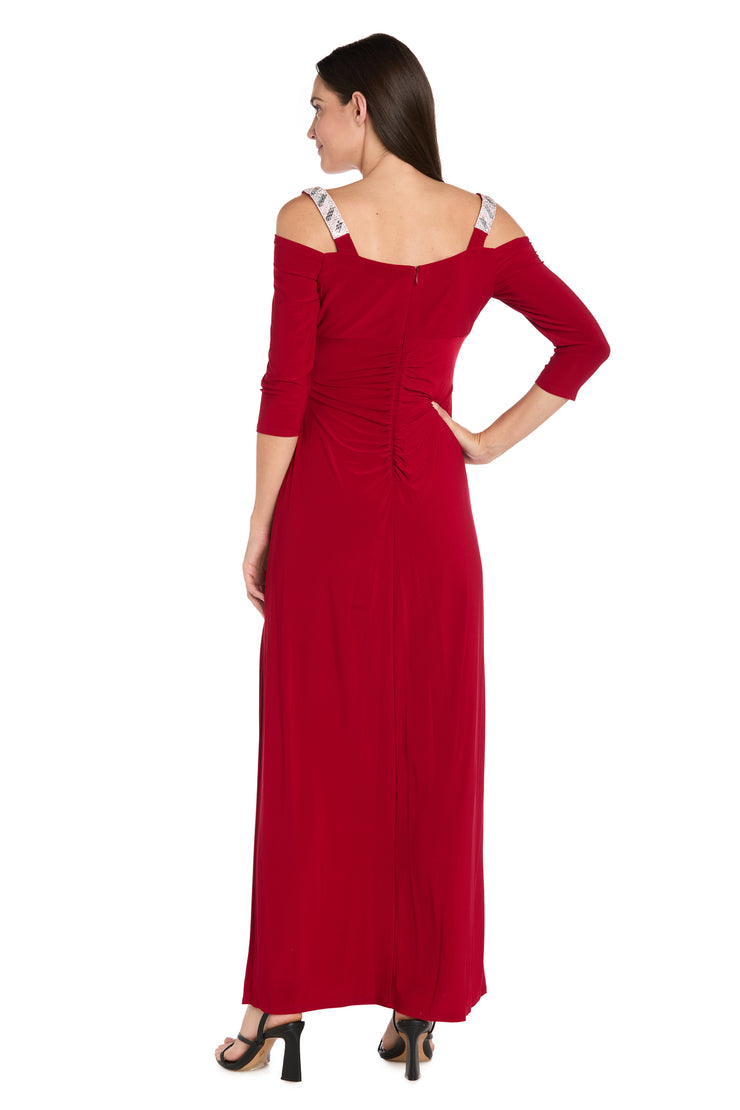 Cold Shoulder Gown with Rhinestone Detail Straps R&M Richards Cold Shoulder Gown with Rhinestone Detail Straps R&M Richards