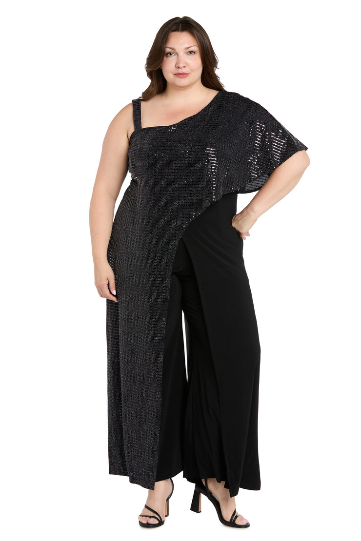 One Shoulder Metallic Jumpsuit - Plus