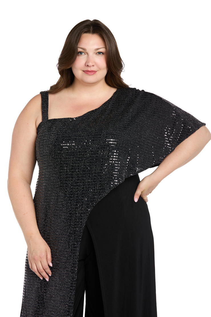 One Shoulder Metallic Jumpsuit - Plus