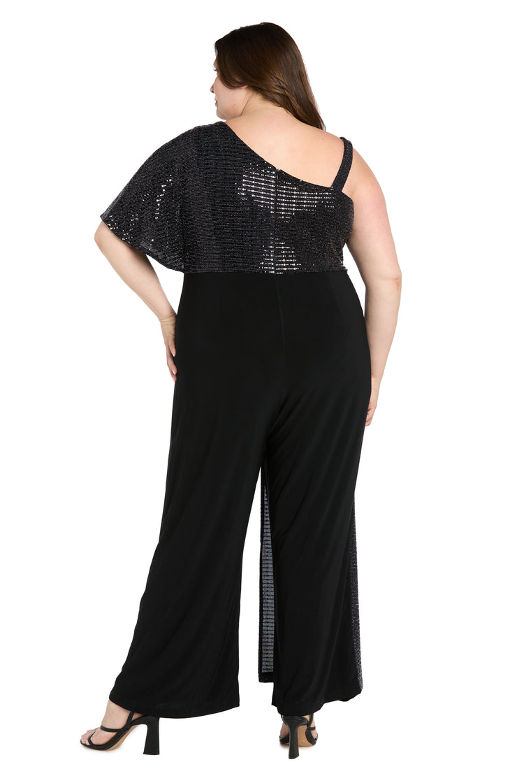 One Shoulder Metallic Jumpsuit - Plus