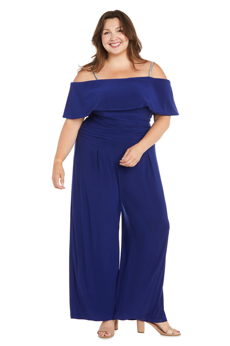 Off The Shoulder Jumpsuit with Ruched Bodice - Plus