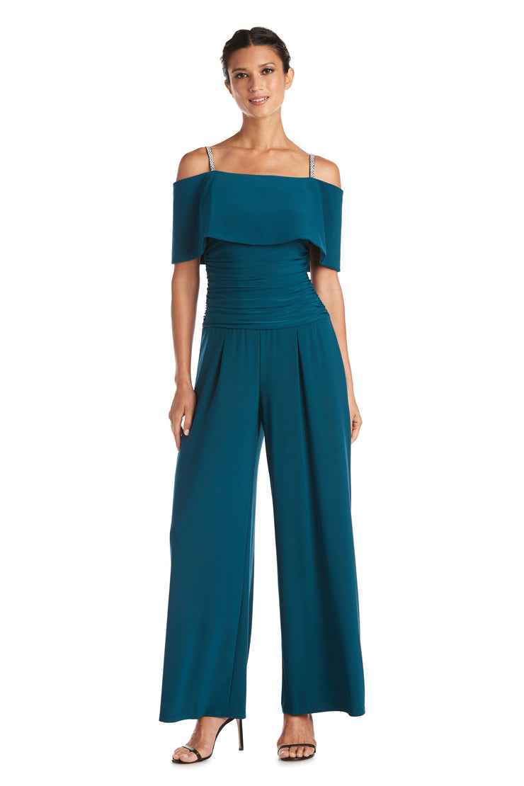 Off the Shoulder Jumpsuit with Ruched Bodice