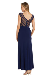 Evening Gown With Mesh Cap Sleeves and back detailing