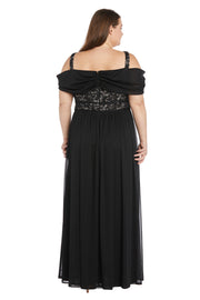 Evening Gown with Draped Cap Sleeves - Plus